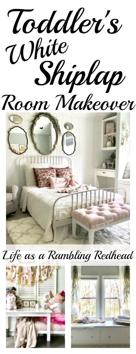 GORGEOUS Toddler Girl's Room Makeover! Adorable shiplap and window seat! (Life as a Rambling Redhead)
