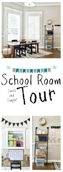 Gorgeous, simple little school room. Love the natural lighting and gray walls! (Life as a Rambling Redhead)